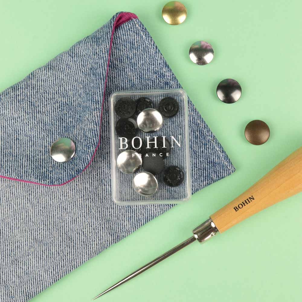 Bohin Metallic užspaudžiamos sagos 14mm 4vnt.