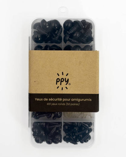PPY Safe eyes for toys 100 pcs. 6-12mm (black)