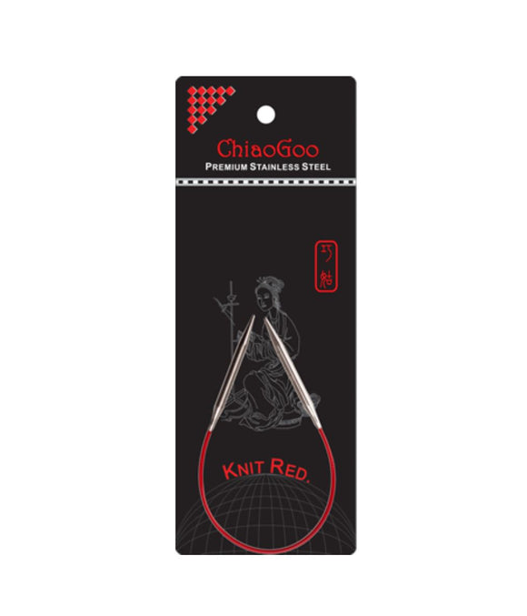 ChiaoGoo Knit RED trumpi mezgimo virbalai su valu 23cm