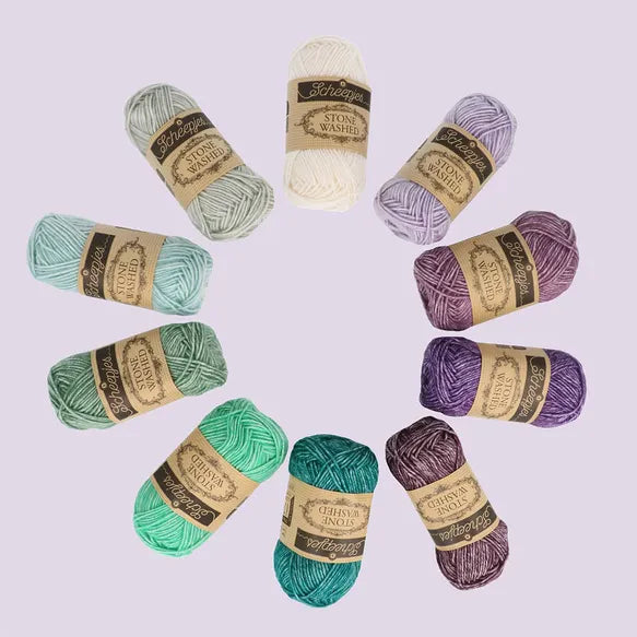 Scheepjes Stone Washed siūlų dėžutė 10vnt. x 25g (medvilnė, akrilanas)