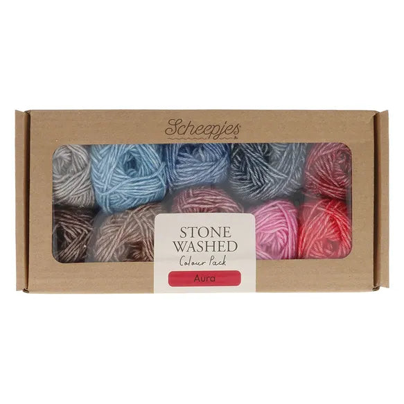 Scheepjes Stone Washed siūlų dėžutė 10vnt. x 25g (medvilnė, akrilanas)