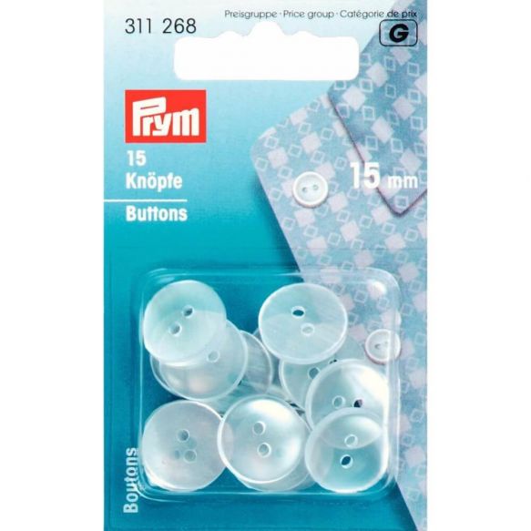 Prym matinės plastikinės sagos 15mm 15vnt.