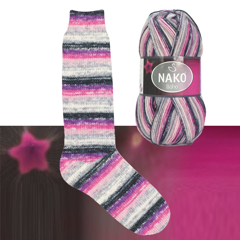NAKO Boho mezgimo siūlai kojinėms 100g (vilna, poliamidas)