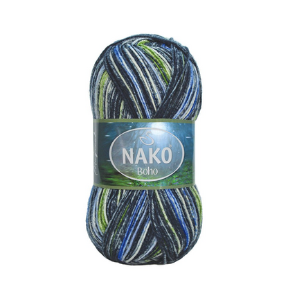 NAKO Boho mezgimo siūlai kojinėms 100g (vilna, poliamidas)