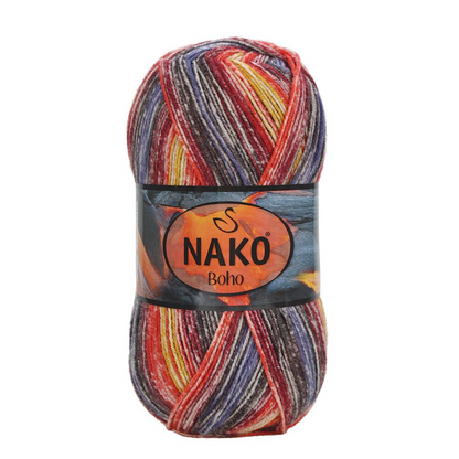 NAKO Boho mezgimo siūlai kojinėms 100g (vilna, poliamidas)