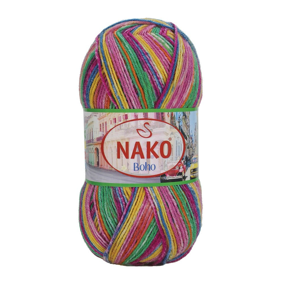 NAKO Boho mezgimo siūlai kojinėms 100g (vilna, poliamidas)