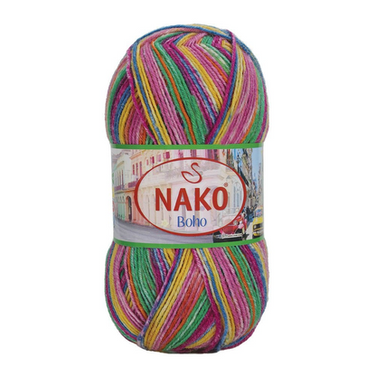 NAKO Boho mezgimo siūlai kojinėms 100g (vilna, poliamidas)