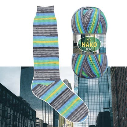 NAKO Boho mezgimo siūlai kojinėms 100g (vilna, poliamidas)
