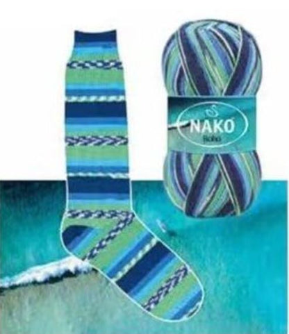 NAKO Boho mezgimo siūlai kojinėms 100g (vilna, poliamidas)