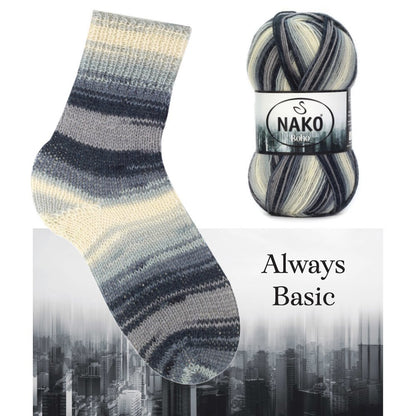 NAKO Boho mezgimo siūlai kojinėms 100g (vilna, poliamidas)