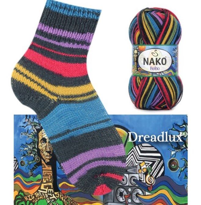 NAKO Boho mezgimo siūlai kojinėms 100g (vilna, poliamidas)