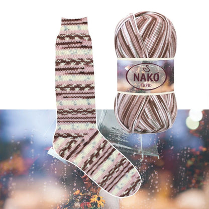 NAKO Boho mezgimo siūlai kojinėms 100g (vilna, poliamidas)