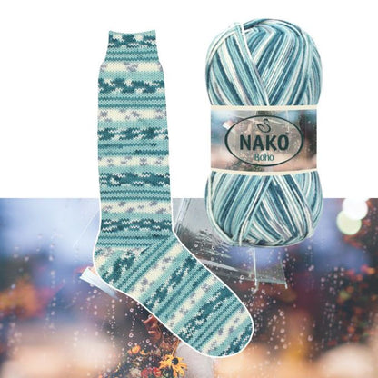 NAKO Boho mezgimo siūlai kojinėms 100g (vilna, poliamidas)