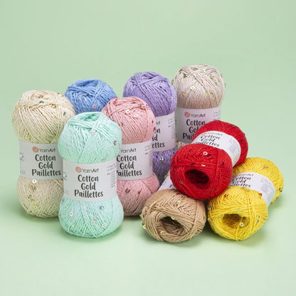 YarnArt Cotton Gold Paillettes siūlai 50g (medvilnė, poliesteris)