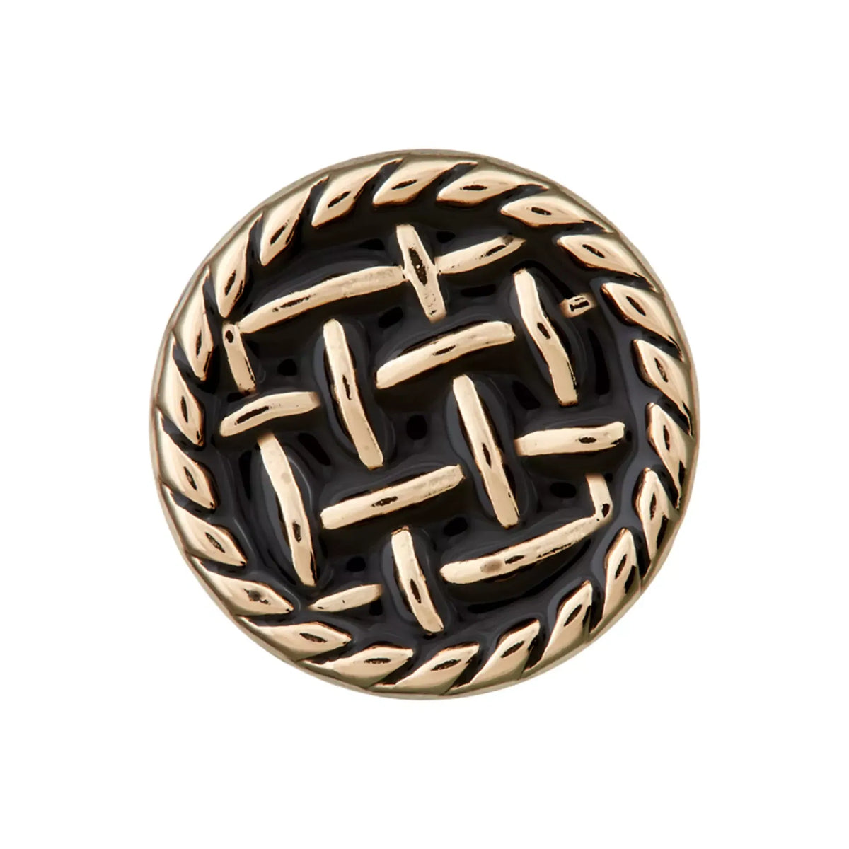 Metalinės sagos su ausele 18mm (juoda/auksinė)