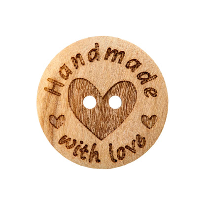Medinės sagos "Handmade with love" 12mm