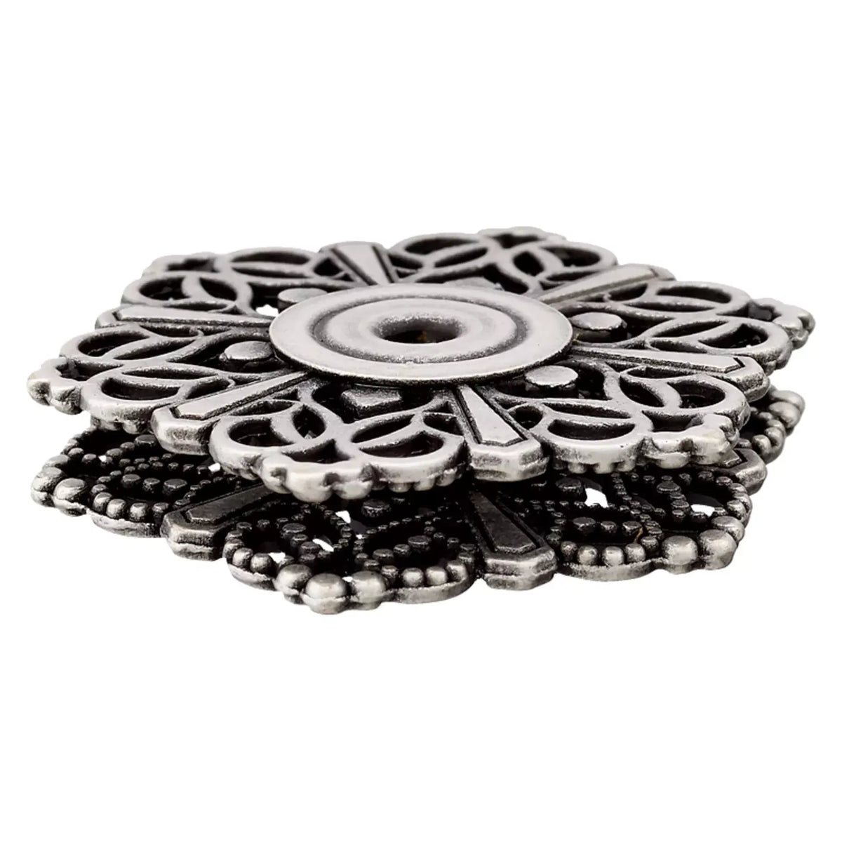 Užspaudžiamos sagos "Floral" 32mm (antique silver/brass)