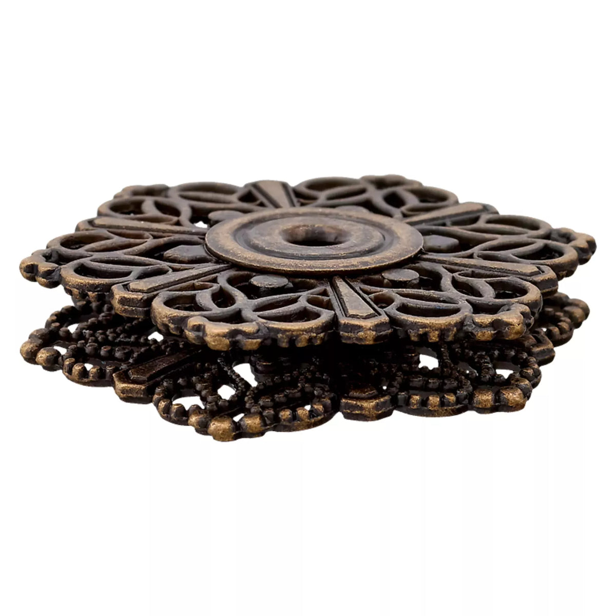 Užspaudžiamos sagos "Floral" 32mm (antique silver/brass)