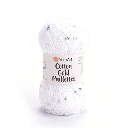 YarnArt Cotton Gold Paillettes siūlai 50g (medvilnė, poliesteris)