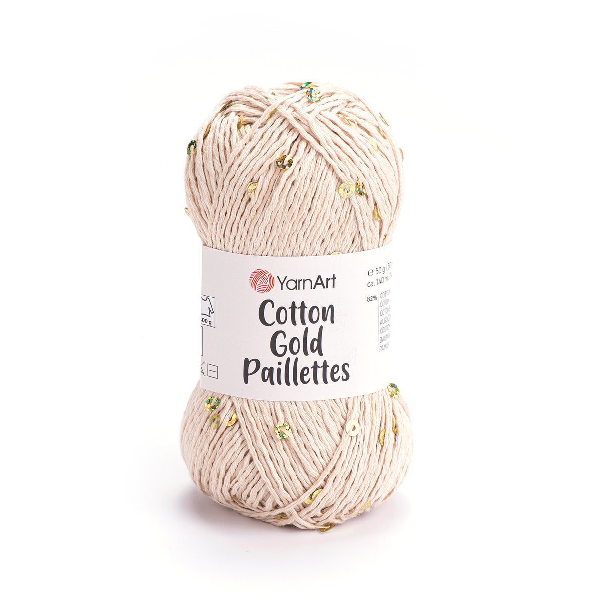 YarnArt Cotton Gold Paillettes siūlai 50g (medvilnė, poliesteris)