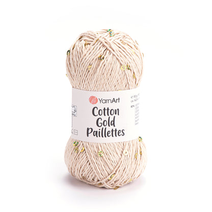 YarnArt Cotton Gold Paillettes siūlai 50g (medvilnė, poliesteris)