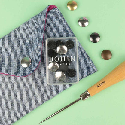 Bohin Metallic užspaudžiamos sagos 14mm 4vnt.