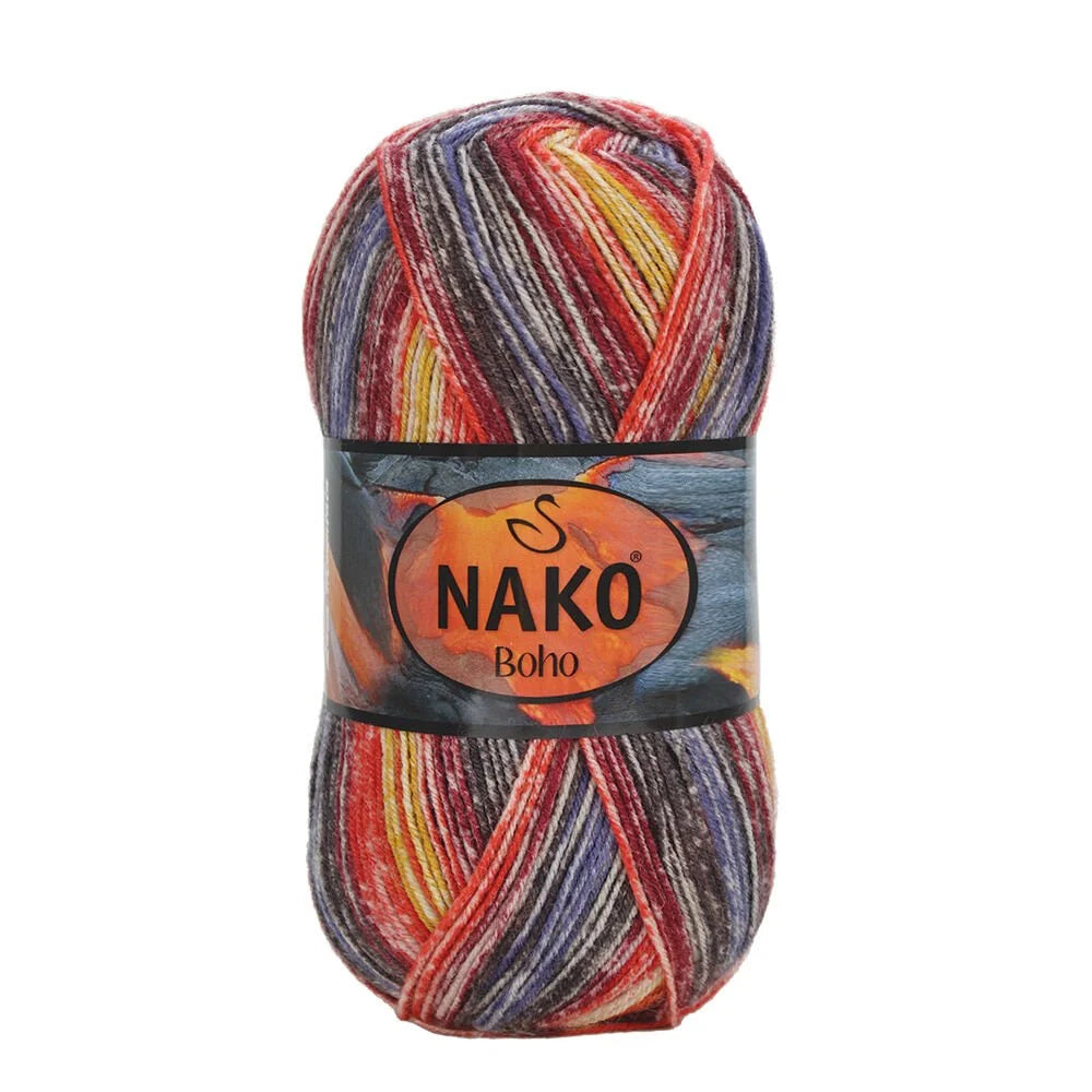 NAKO Boho mezgimo siūlai kojinėms 100g (vilna, poliamidas)