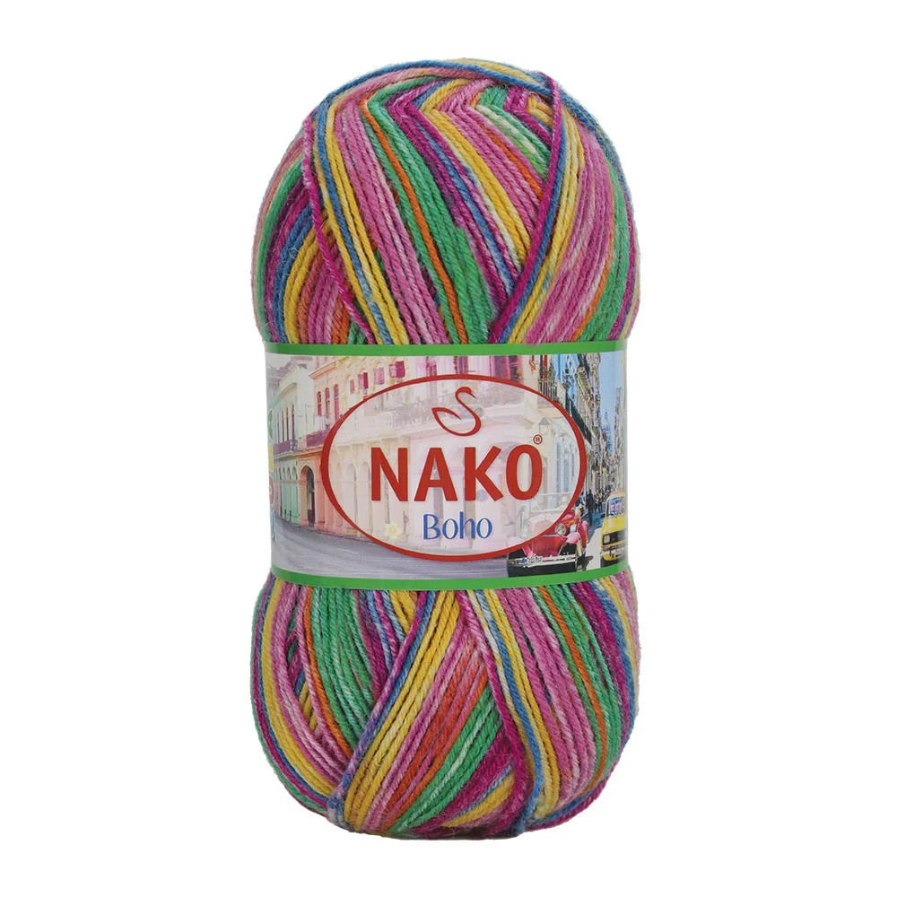 NAKO Boho mezgimo siūlai kojinėms 100g (vilna, poliamidas)