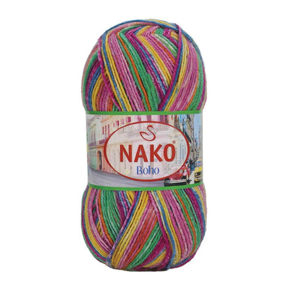 NAKO Boho mezgimo siūlai kojinėms 100g (vilna, poliamidas)