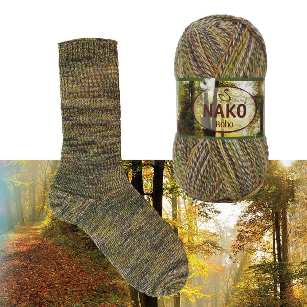 NAKO Boho mezgimo siūlai kojinėms 100g (vilna, poliamidas)