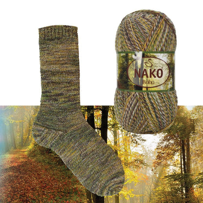NAKO Boho mezgimo siūlai kojinėms 100g (vilna, poliamidas)