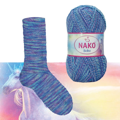 NAKO Boho mezgimo siūlai kojinėms 100g (vilna, poliamidas)