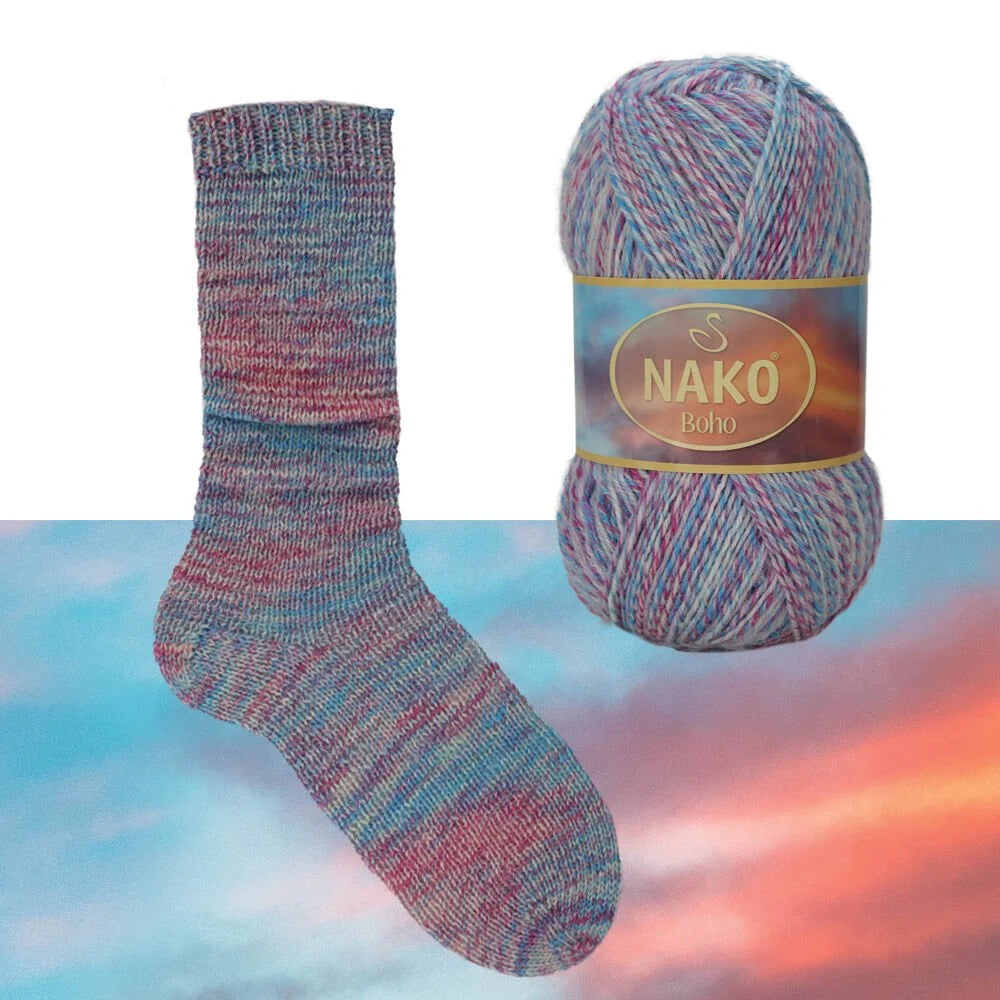 NAKO Boho mezgimo siūlai kojinėms 100g (vilna, poliamidas)