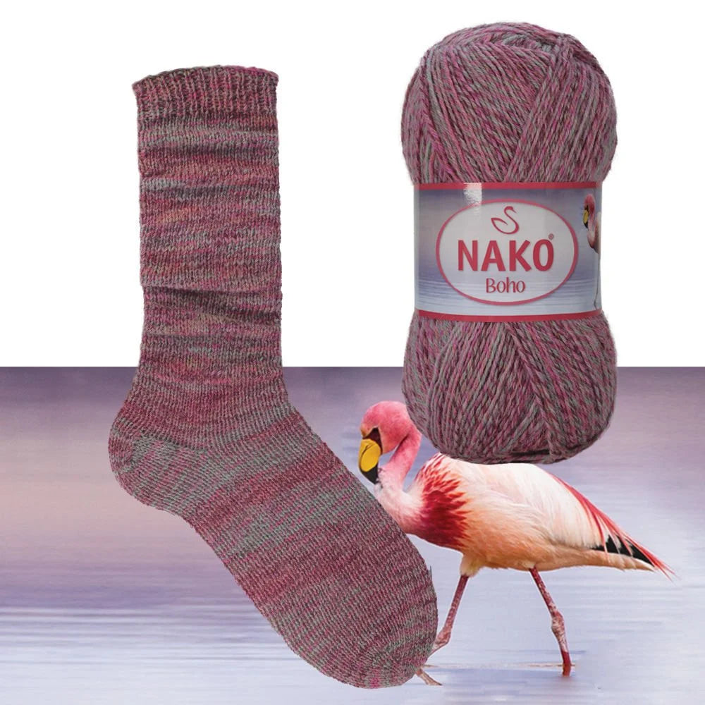 NAKO Boho mezgimo siūlai kojinėms 100g (vilna, poliamidas)