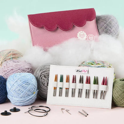 KnitPro Dreamz trumpų 5cm virbalų rinkinys keičiamu valu