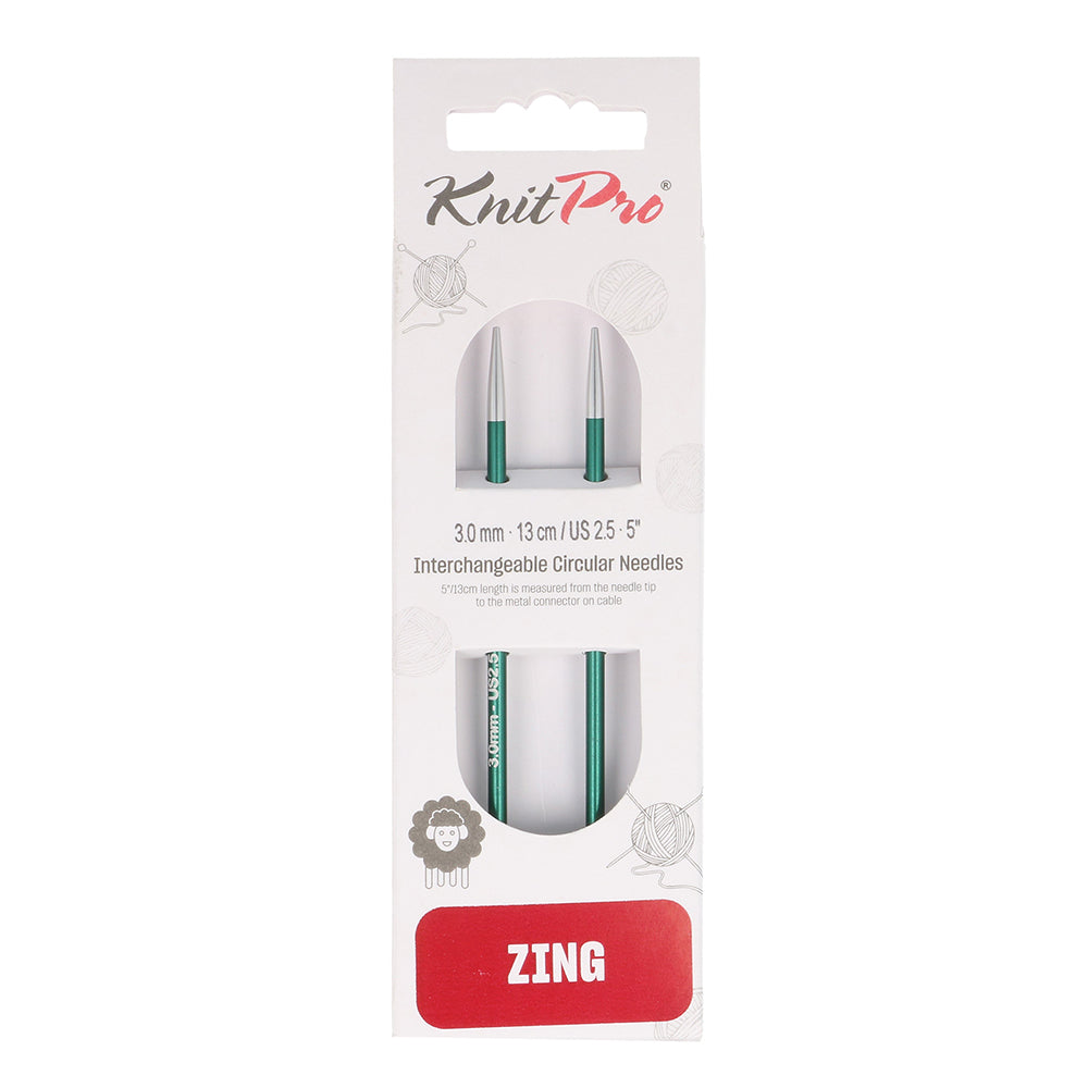 KnitPro Zing metaliniai prisukami virbalai 10cm - 13cm