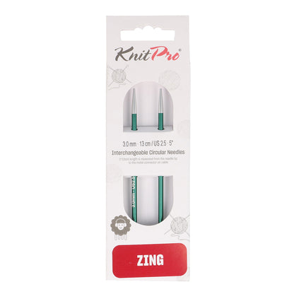KnitPro Zing metaliniai prisukami virbalai 10cm - 13cm