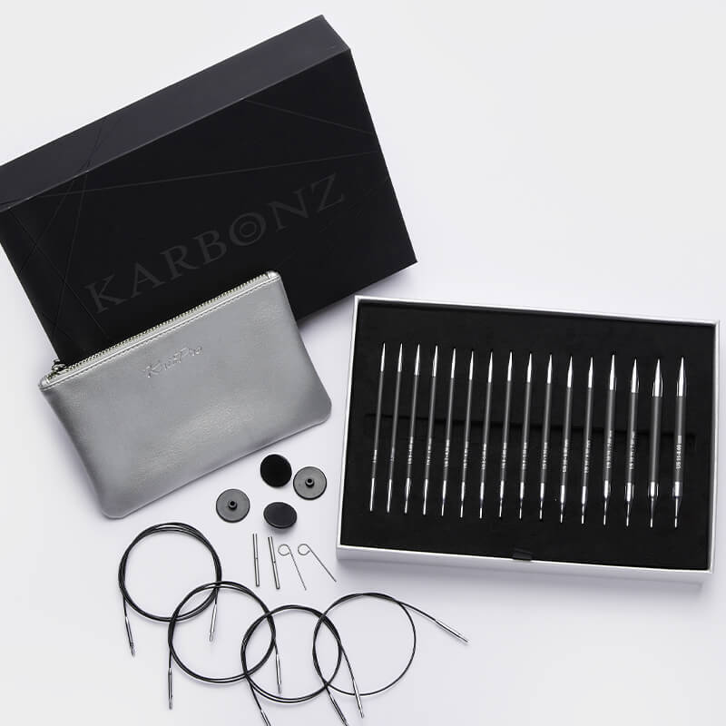 KnitPro Karbonz needle exchange set in a gift box