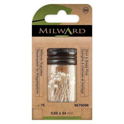 Milward pins in a jar 75 pcs. (white)