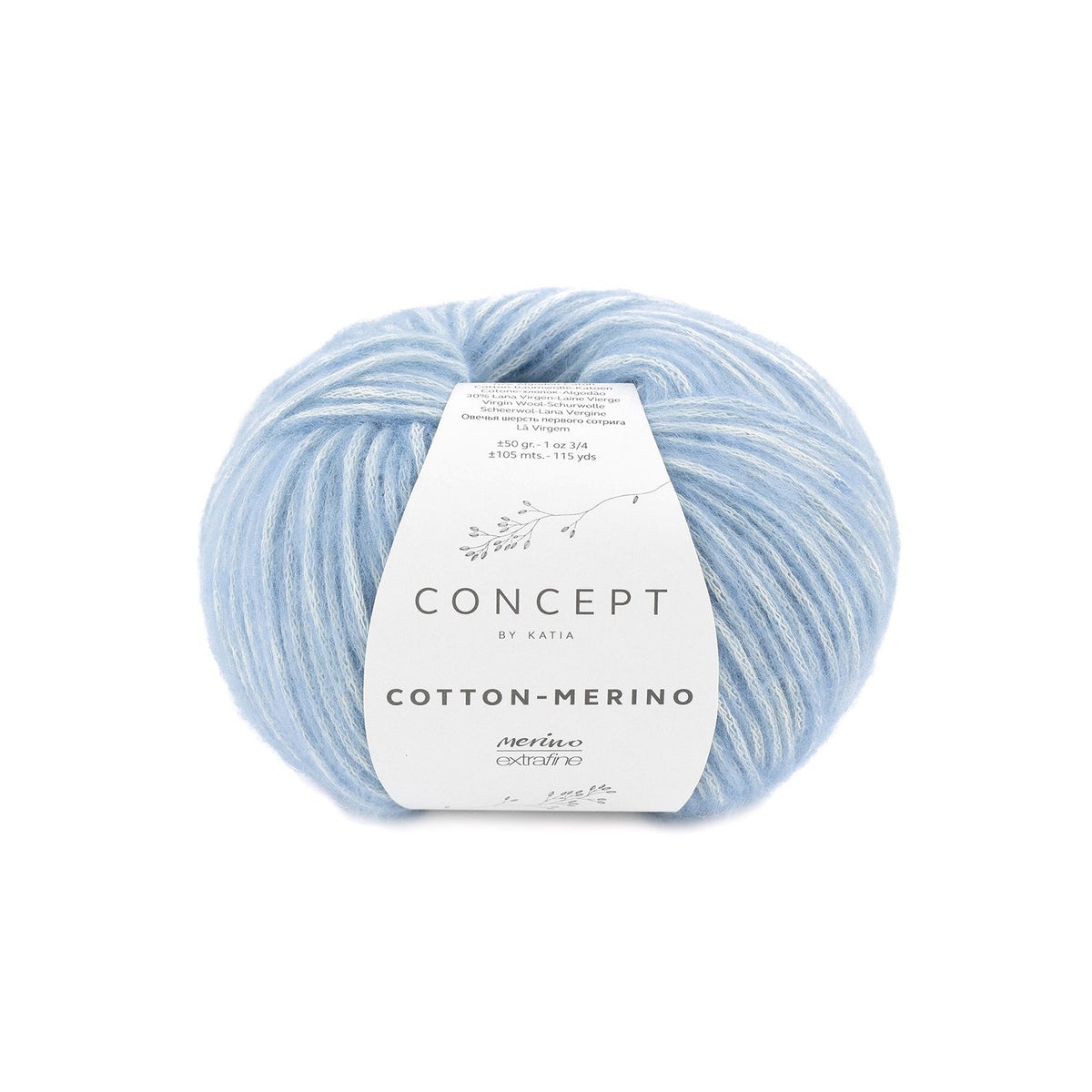 Concept By Katia Cotton-Merino siūlai 50g (merino vilna, medvilnė)