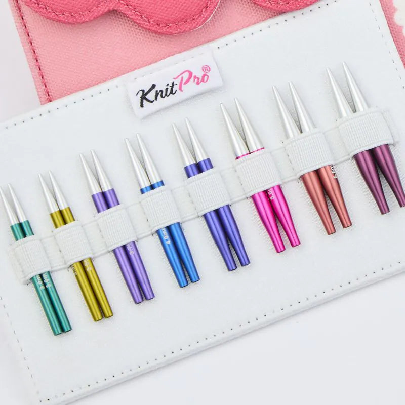 KnitPro Zing trumpų 5cm virbalų rinkinys keičiamu valu